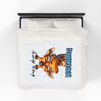 Funny Giraffe Plush Blanket - 'Busy Doing Nothing' - Purrfect Pet Haven