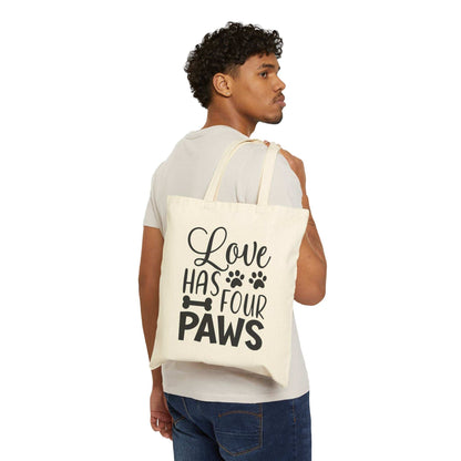 Funny Dog Mom Cotton Canvas Tote Bag - Love Has Four Paws | Purrfect Pet Haven