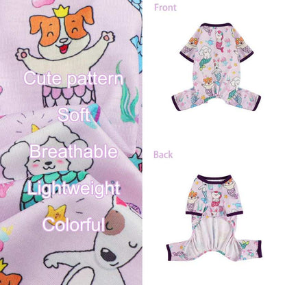 Dog Pajamas Pjs Spring Summer Dog Clothes For Small Dogs Girl Boy, Soft Stretchy Tiny Chihuahua Yorkie Puppy Clothes Doggie Onesies Cat Pet Jammies Outfit, Mermaids - Purrfect Pet Haven