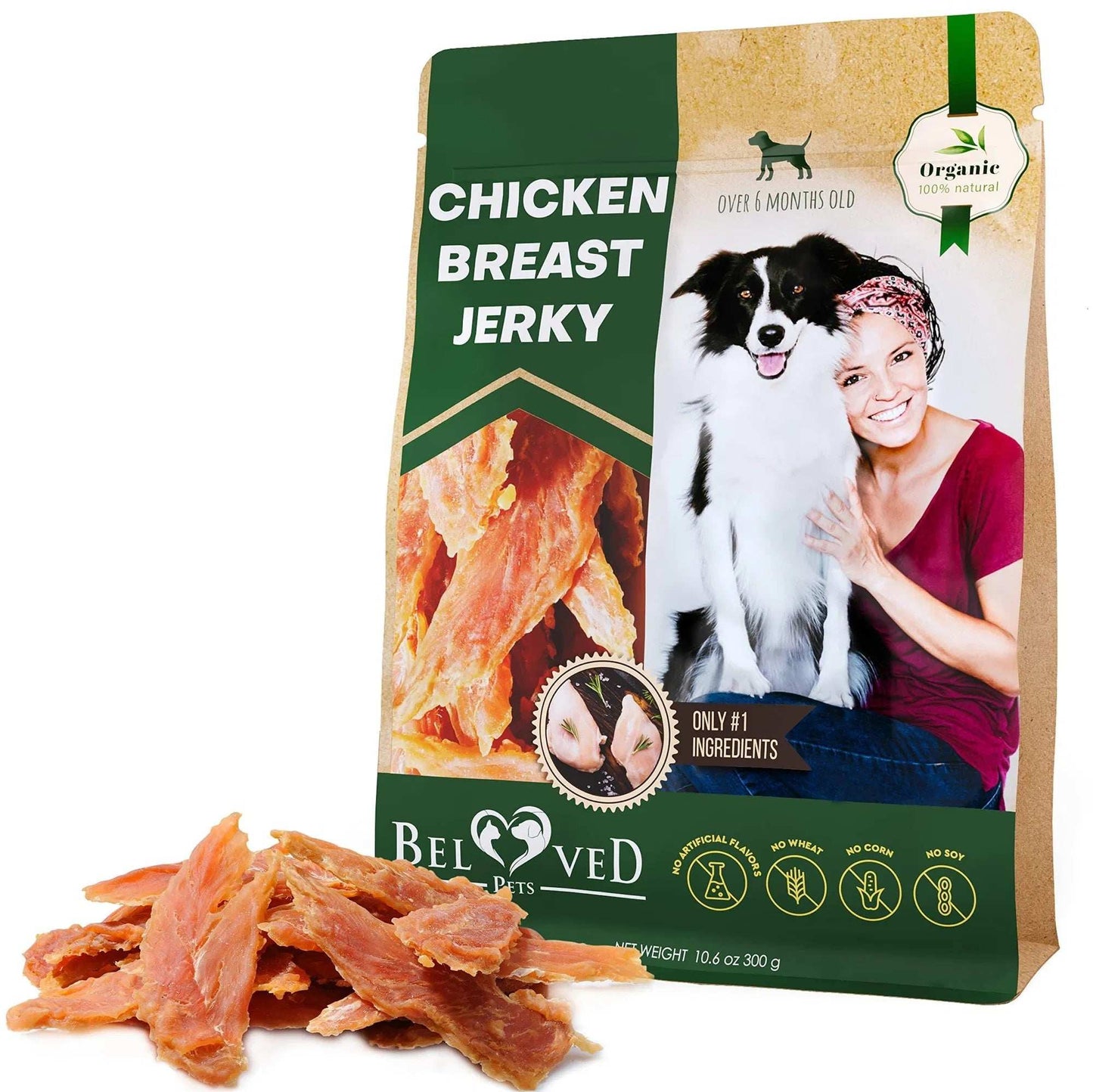Chicken Jerky Dog Treats All Natural And Organic Healthy Snacks For Large & Small Dogs Grain Free And High Protein Human Grade Pet Chews 300 Gram - Purrfect Pet Haven