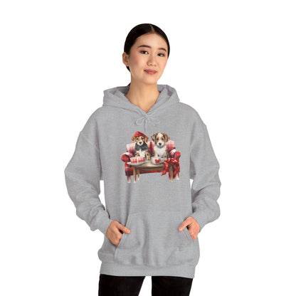Christmas Hoodie - Festive Puppies on Sofa Design - Purrfect Pet Haven