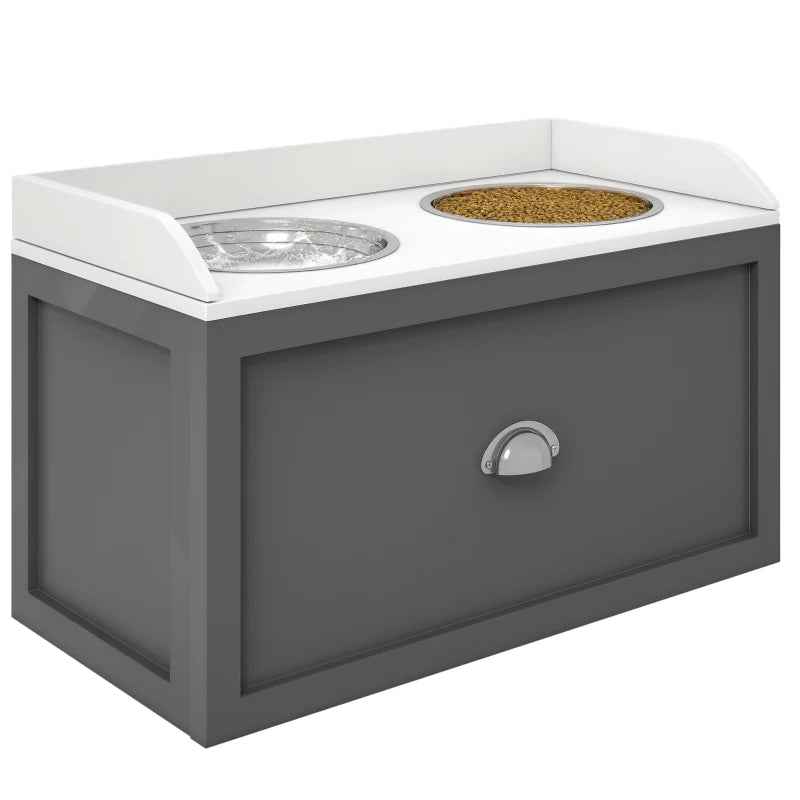 Elevated Dog Bowls - Pet Feeding Station With Storage