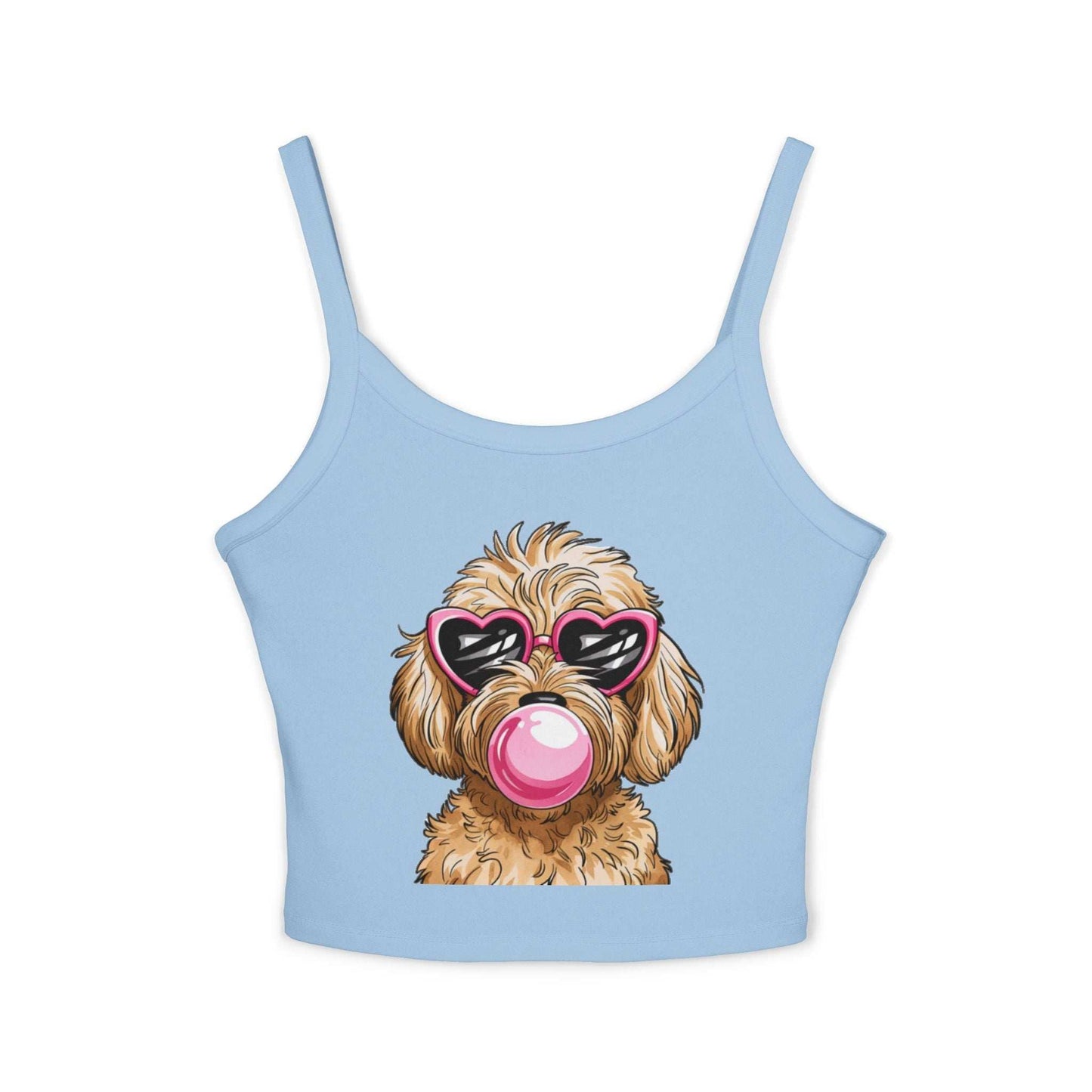 Cool Goldendoodle Blowing Bubble - Women's Spaghetti Strap Tank Top | Purrfect Pet Haven