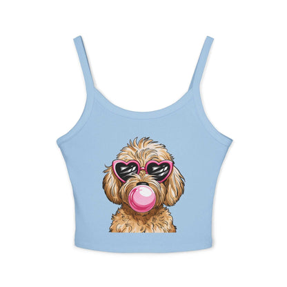 Cool Goldendoodle Blowing Bubble - Women's Spaghetti Strap Tank Top | Purrfect Pet Haven