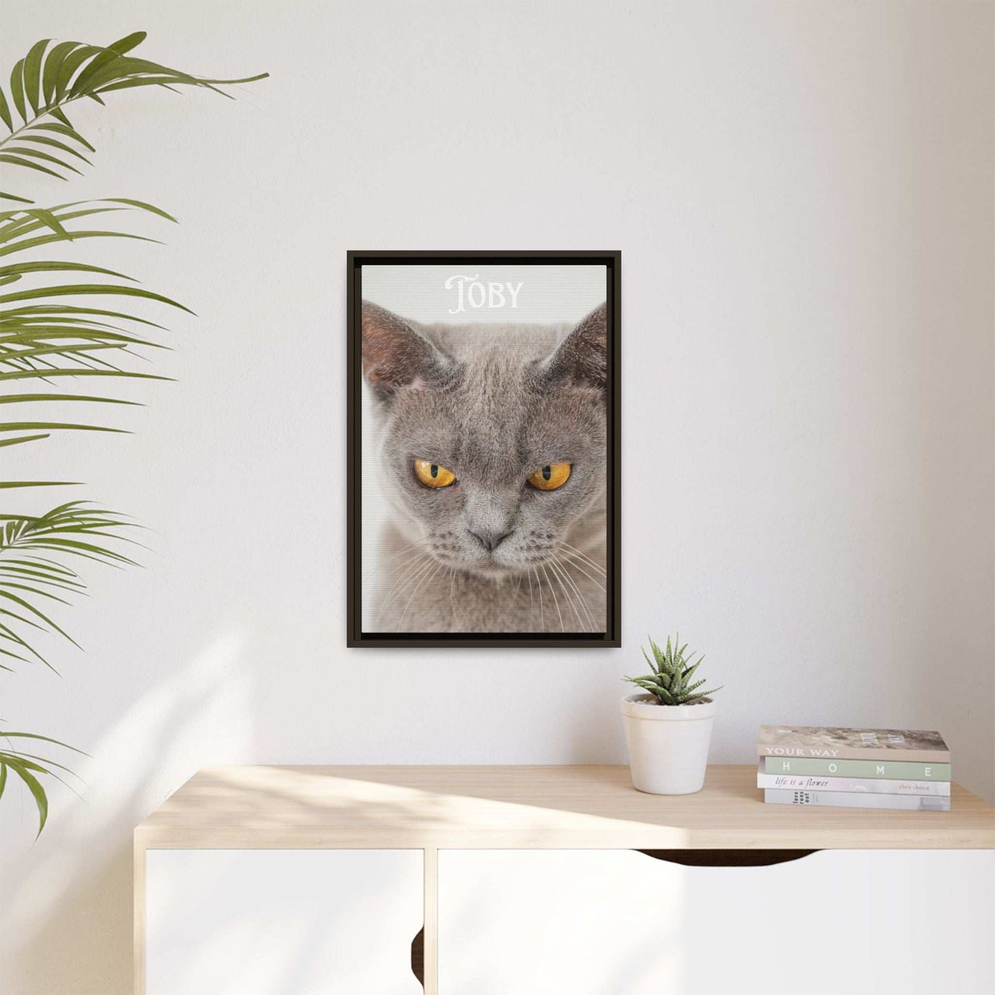 Personalized Photo Wall Art - Framed Matte Canvas Print for Pet Lovers - Customizable Name Print | Purrfect Pet Haven