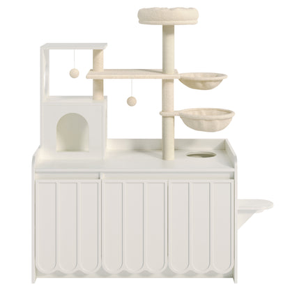 Cat Tree With Litter Enclosure - Hammocks And Storage