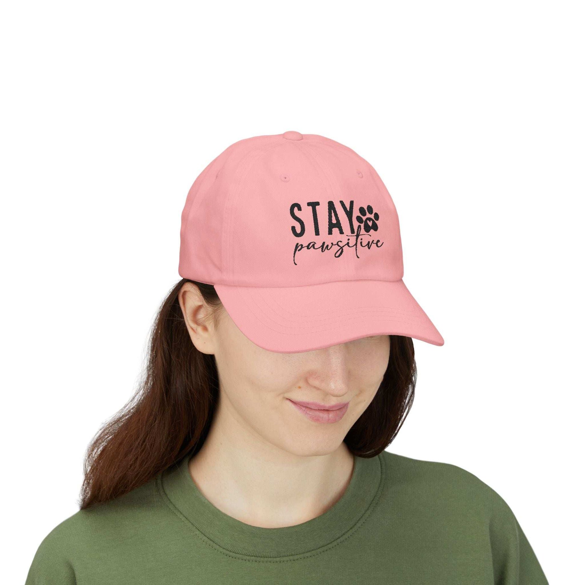 Stay Pawsitive Embroidered Dad Cap - Inspirational Pet Lover Baseball Hat - Purrfect Pet Haven