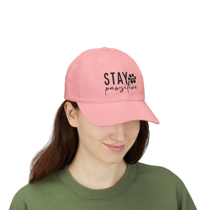 Stay Pawsitive Embroidered Dad Cap - Inspirational Pet Lover Baseball Hat - Purrfect Pet Haven