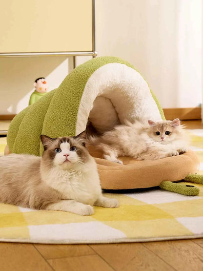 Cozy Caterpillar Shape Pet Nest with Plush Interior