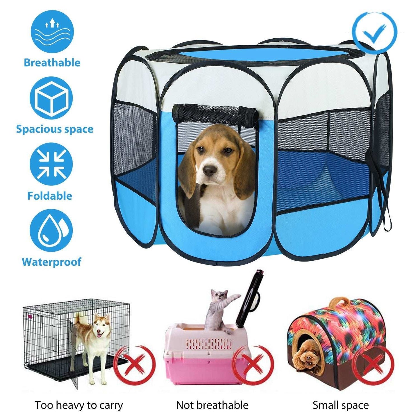 Portable Foldable Pet Tent - 8-Panel Exercise Pen - Purrfect Pet Haven