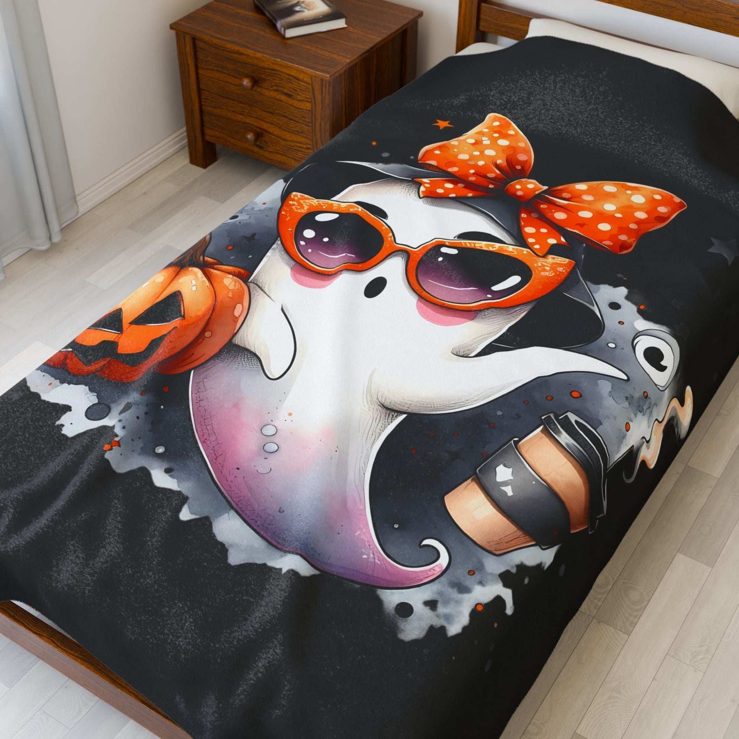 Halloween Ghost Velvet Plush Blanket - Luxury Fall Throw - Purrfect Pet Haven