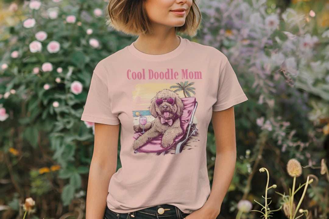 Cool Doodle Mom Beach Scene T-Shirt - Purrfect Pet Haven