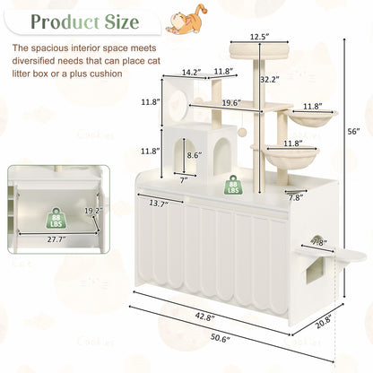 Cat Tree With Litter Enclosure - Hammocks And Storage