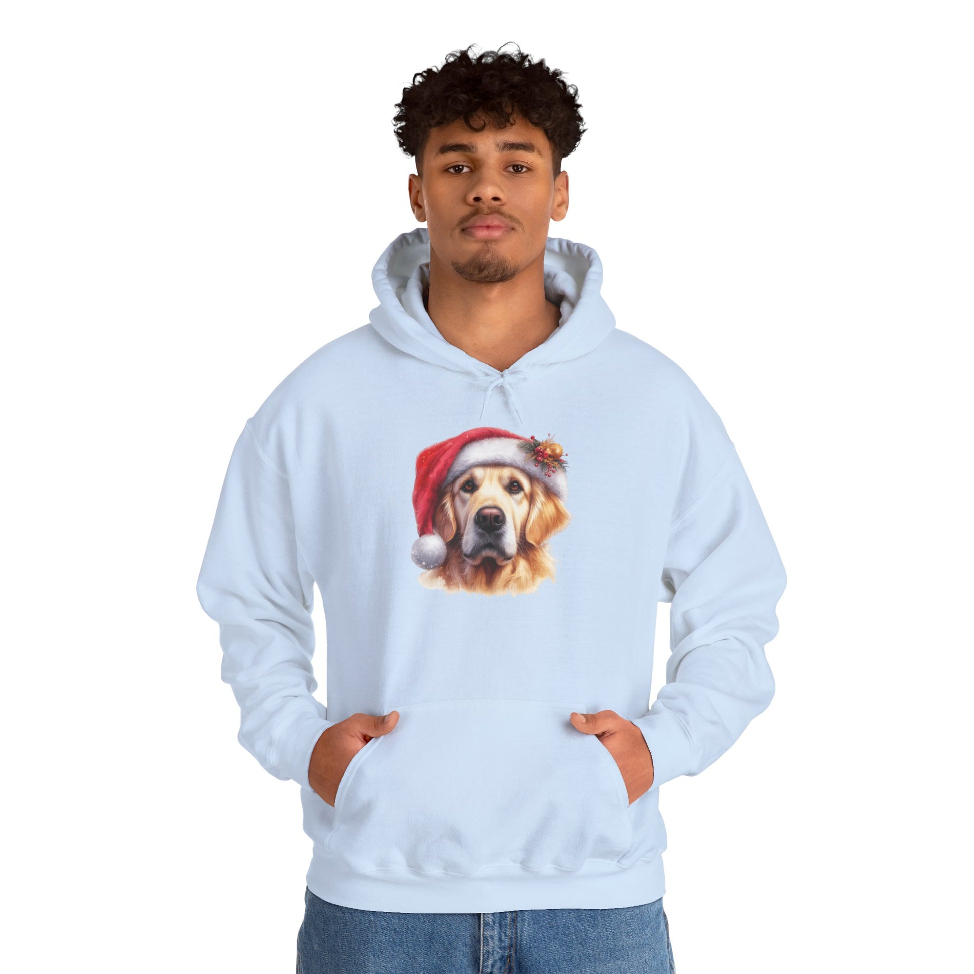 Christmas Hoodie - Golden Retriever in Santa Hat - Purrfect Pet Haven