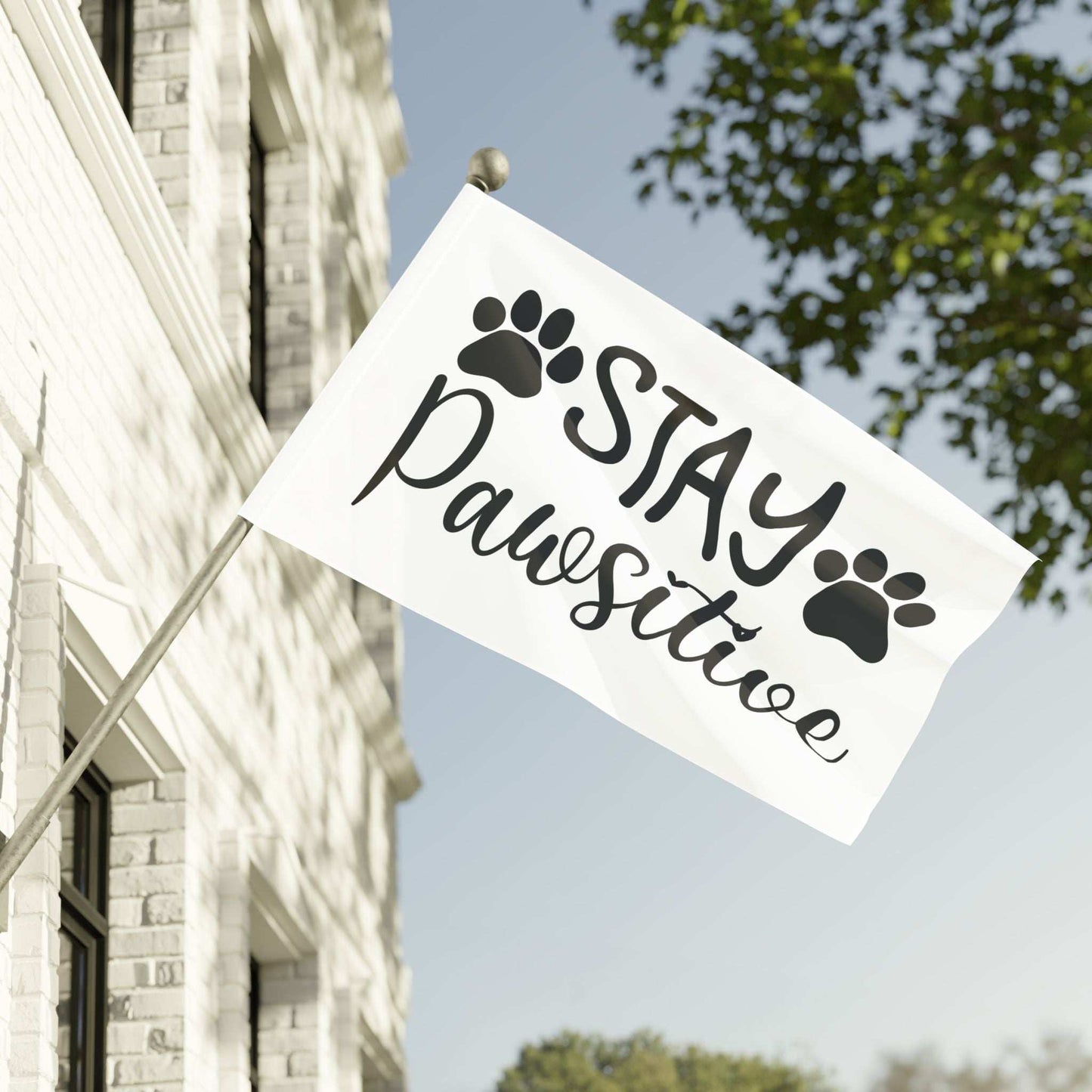 Paw Print Flag - Stay Pawsitive Home Decor - Purrfect Pet Haven