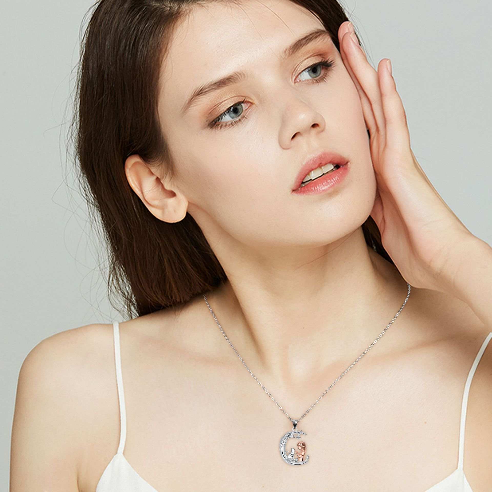 Fashion Retro Girl And Cat Necklace Female Accessories Moon - Purrfect Pet Haven