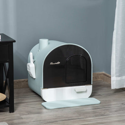 Cat Litter Box With Lid, Indoor Cat With Tray, Spoon, Strainer - Purrfect Pet Haven