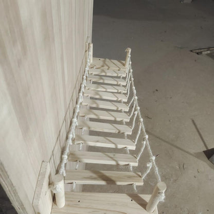 Wall-Mounted Cat Suspension Bridge - Solid Pine Wood Climbing Furniture - Purrfect Pet Haven