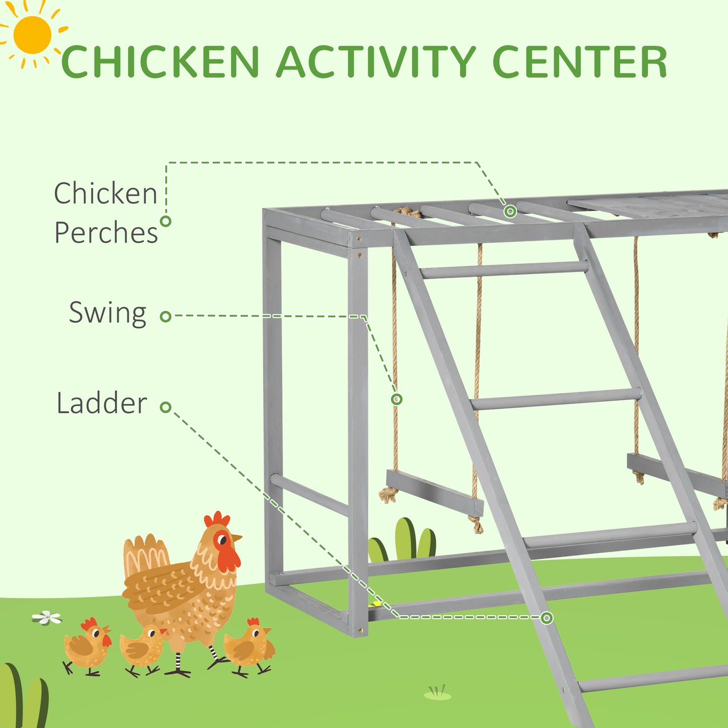 Chicken Activity Playground - Swings & Perches for 3-4 Hens - Purrfect Pet Haven
