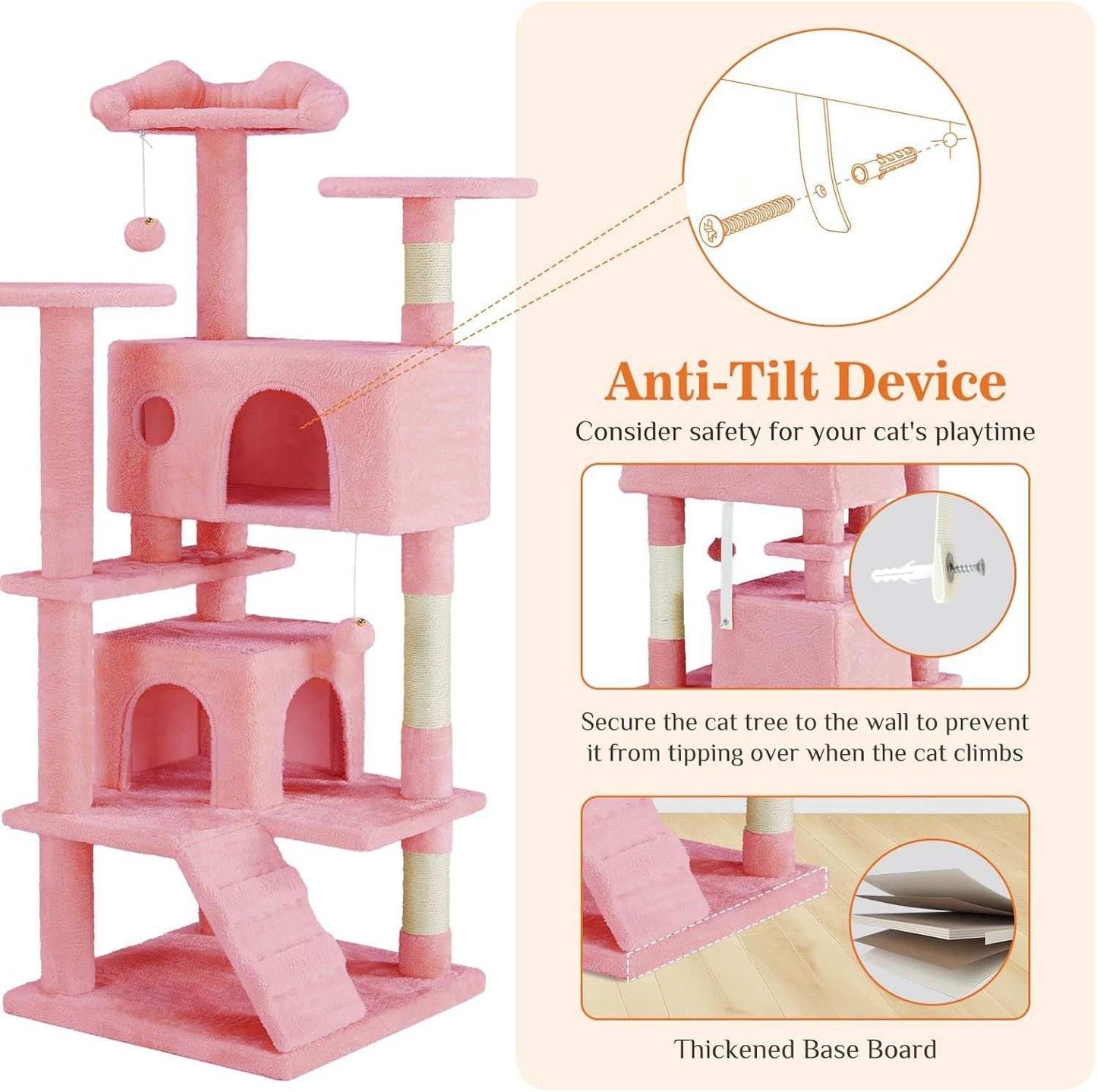 54 Inch Multi-Level Cat Tree Tower - Purrfect Pet Haven