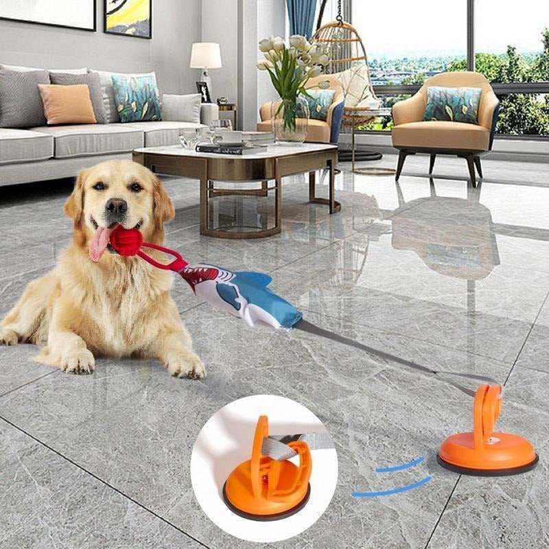 Shark Shaped Interactive Twine Rope Ball Dog Pet Chew Squeaky Toy With Suction Cup - Purrfect Pet Haven