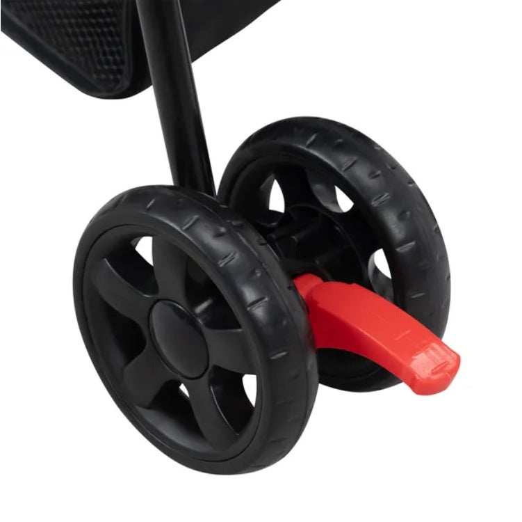 Foldable Pet Stroller, Small Dog Cat Stroller With Storage Basket For Small Puppies, Gray And Black - Purrfect Pet Haven