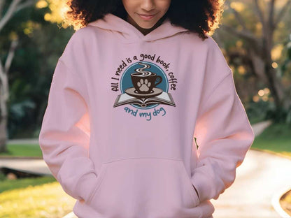 Book Coffee Dog Hoodie Sweatshirt - Bookworm Pet Parent - Purrfect Pet Haven