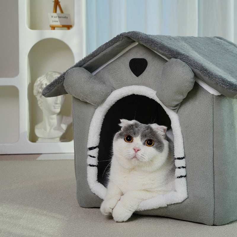 Cute House Type Cathouse Doghouse - Removable Washable Pet Bed - Purrfect Pet Haven