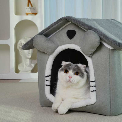 Cute House Type Cathouse Doghouse - Removable Washable Pet Bed - Purrfect Pet Haven