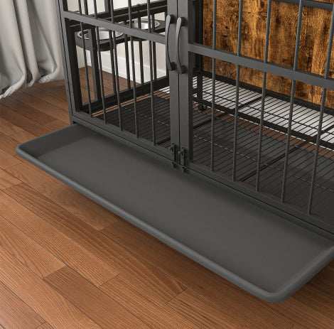 Multifunctional Furniture Crate Dog Cage with Removable Trays and Feeding Station - Purrfect Pet Haven