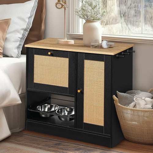 Elevated Dog Bowl Stand - 2 Bowls with Storage Cabinet - Purrfect Pet Haven