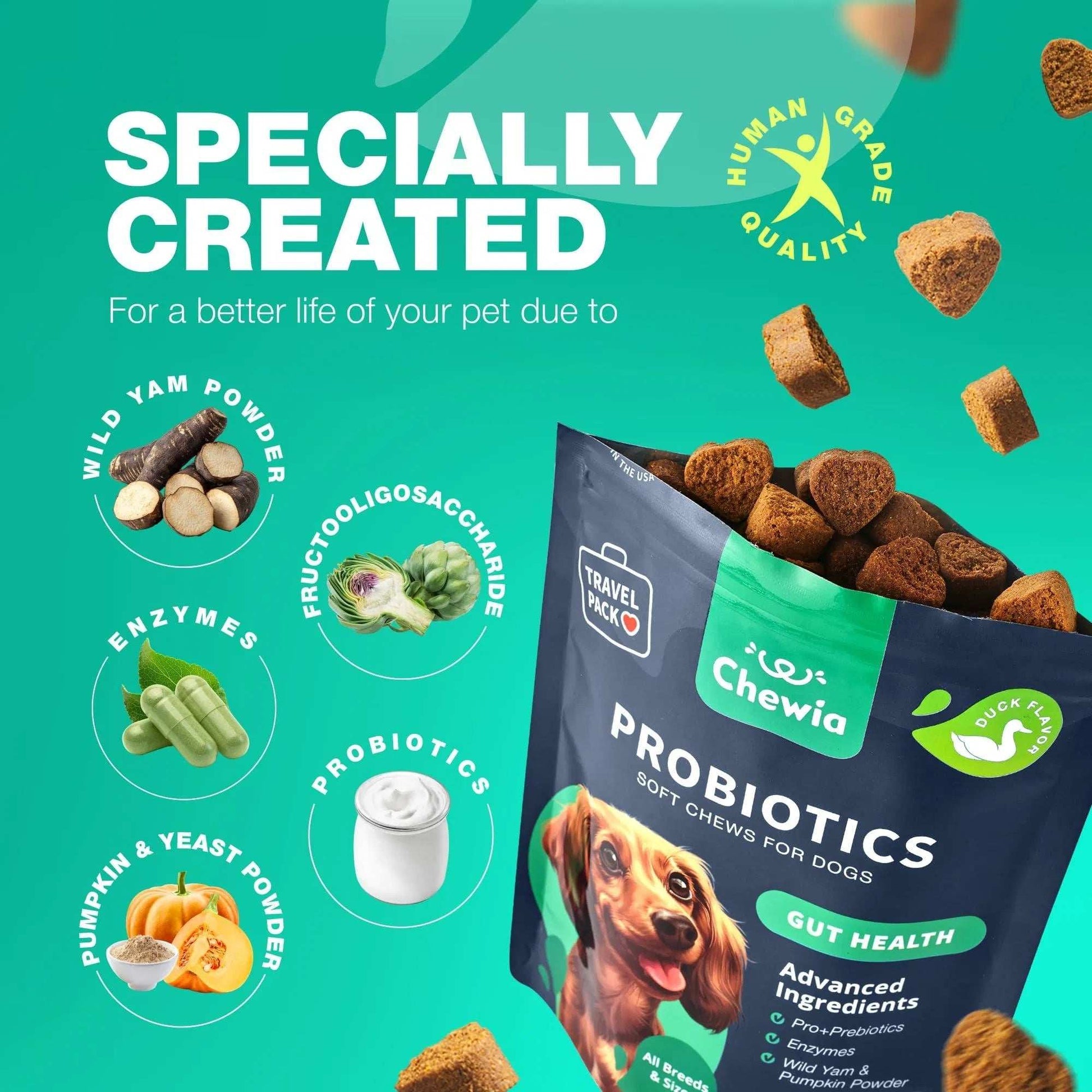 70 Probiotic Chews Support Gut Health, Yeast Balance, Itchy Skin and Allergies For Dogs - Purrfect Pet Haven