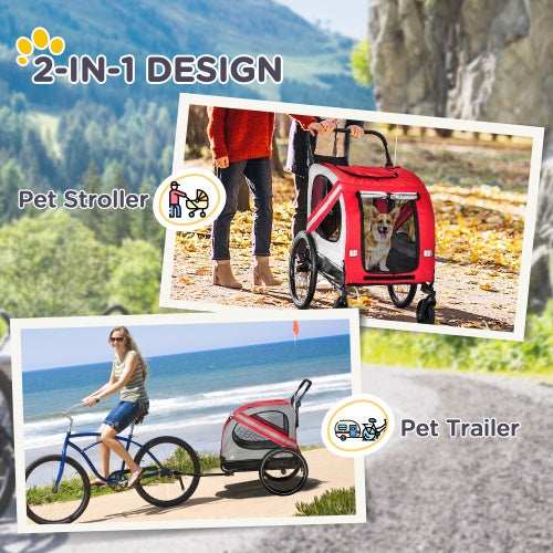 Pet Bike Trailer & Stroller - 2-in-1 for Small Dogs - Purrfect Pet Haven