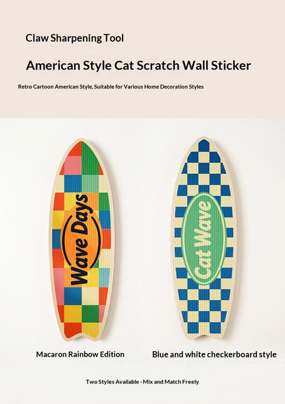 Cat Surfboard Wall Scratcher - Sisal Wall-Mounted Scratching Board