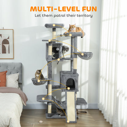 Multi-Level Cat Tower 69" - Cat Tree for Multiple Cats - Purrfect Pet Haven