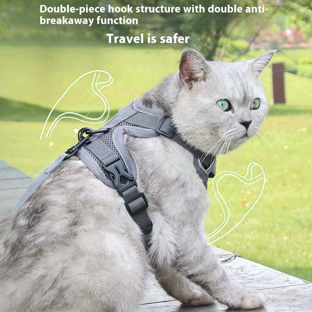 Fully Adjustable Cat Vest Pet Harness with Matching Leash - Purrfect Pet Haven