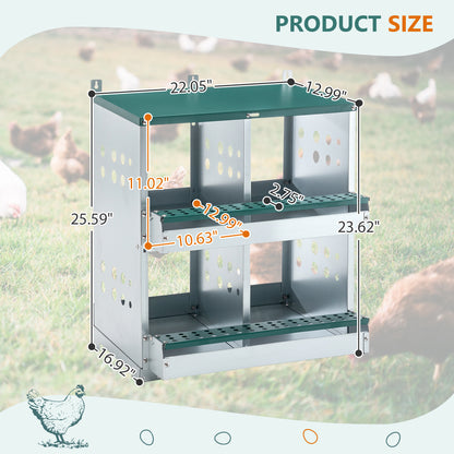 4-Compartment Metal Chicken Nesting Box - Wall Mount - Purrfect Pet Haven
