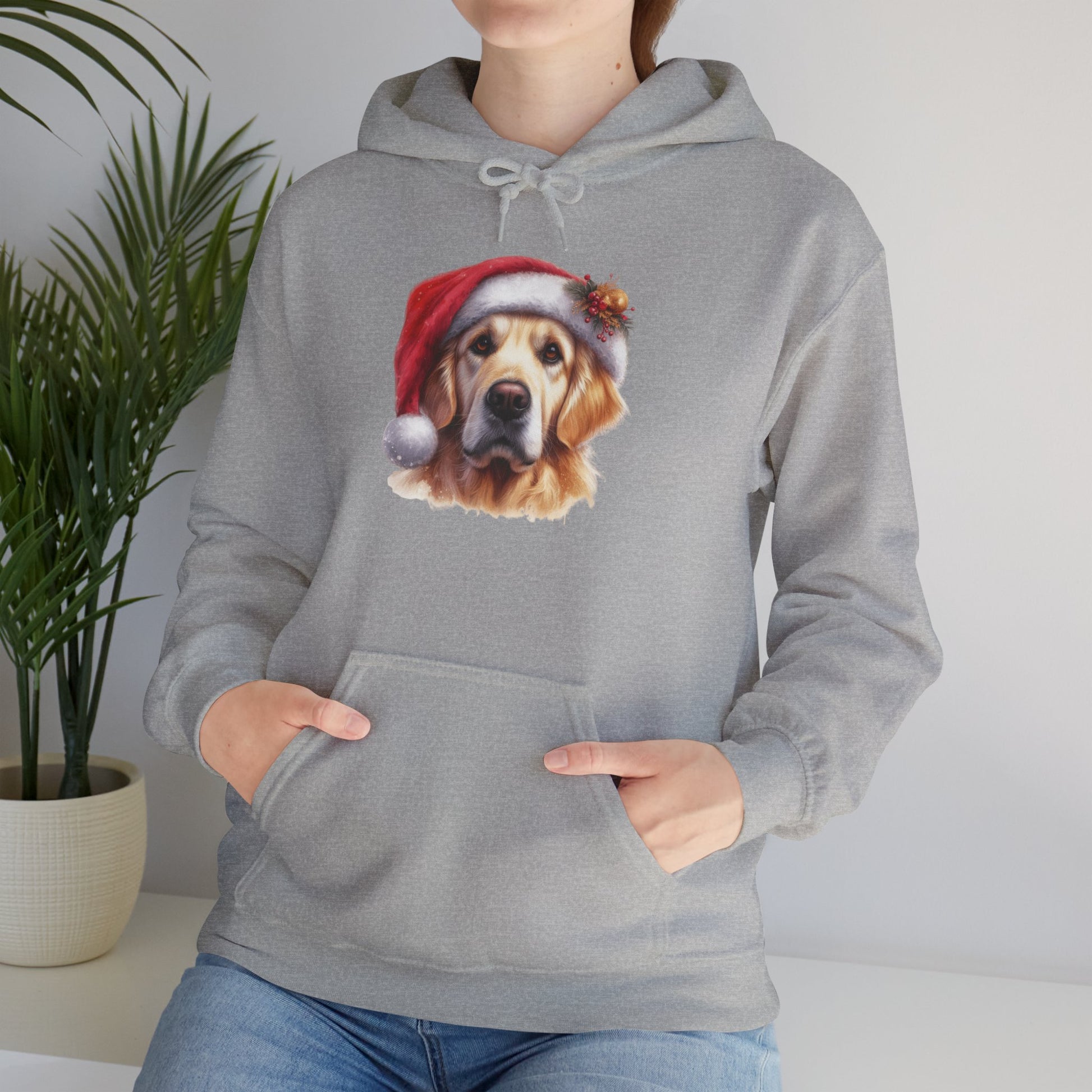 Christmas Hoodie - Golden Retriever in Santa Hat - Purrfect Pet Haven
