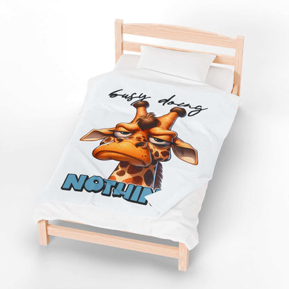 Funny Giraffe Plush Blanket - 'Busy Doing Nothing' - Purrfect Pet Haven