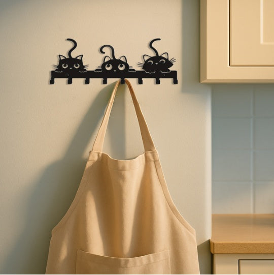 Iron Cat Hook Rack - Decorative Wall Key Holder - Purrfect Pet Haven
