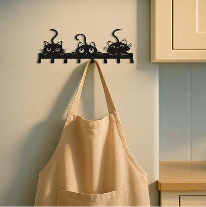 Iron Cat Hook Rack - Decorative Wall Key Holder - Purrfect Pet Haven