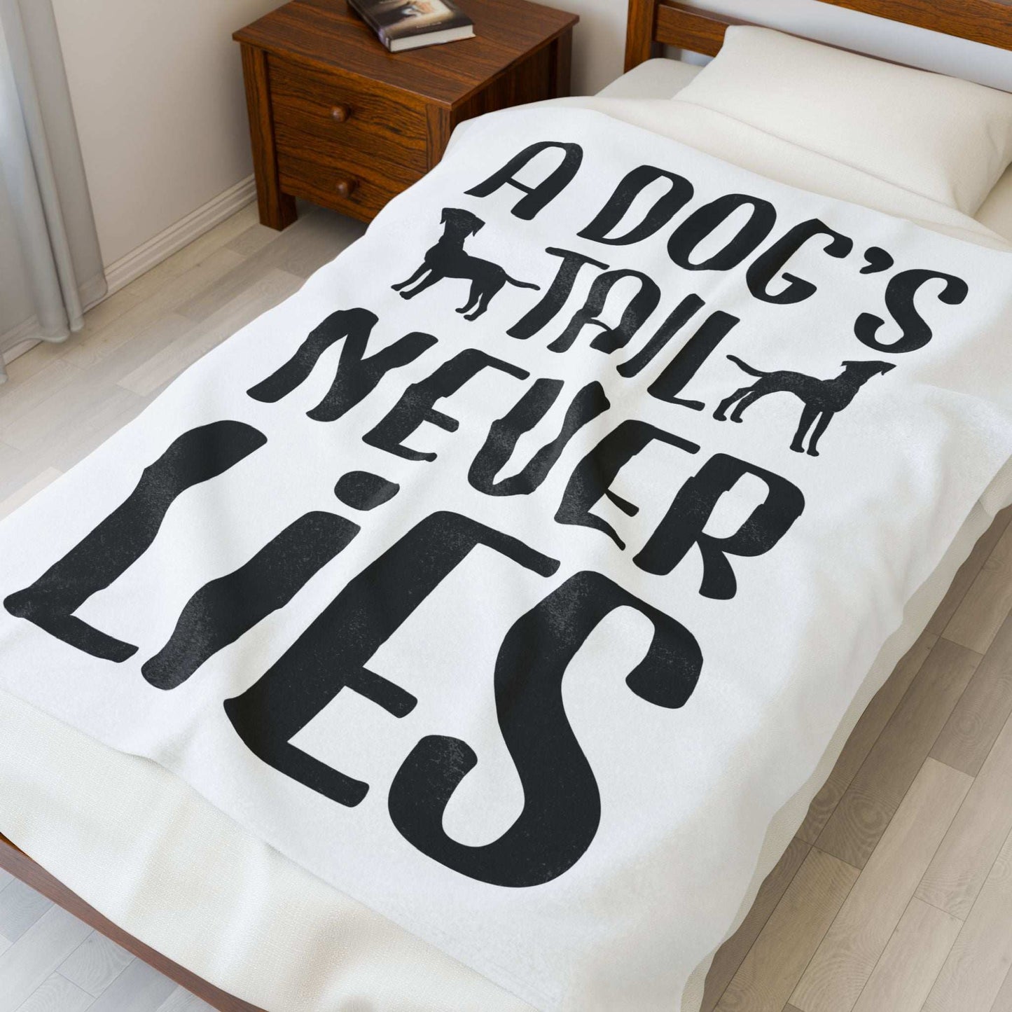 Cozy Velveteen Plush Blanket - "A Dog's Tail Never Lies" - Pet Lover Gift - Purrfect Pet Haven