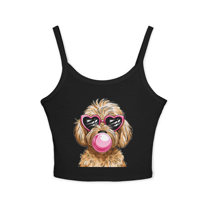 Cool Goldendoodle Blowing Bubble - Women's Spaghetti Strap Tank Top | Purrfect Pet Haven