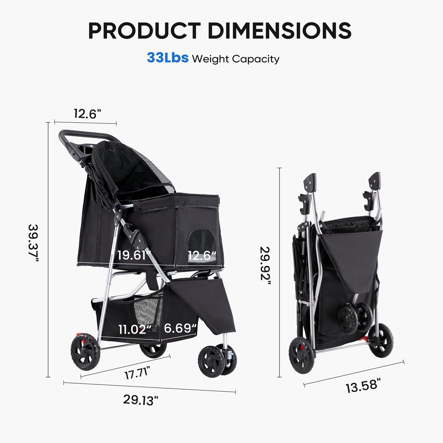 Pet Stroller - Foldable for Small Dogs & Cats - Purrfect Pet Haven