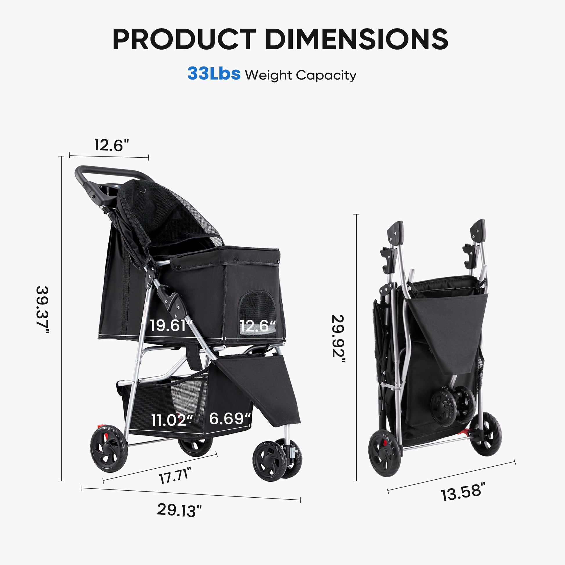 Pet Stroller - Foldable for Small Dogs & Cats - Purrfect Pet Haven