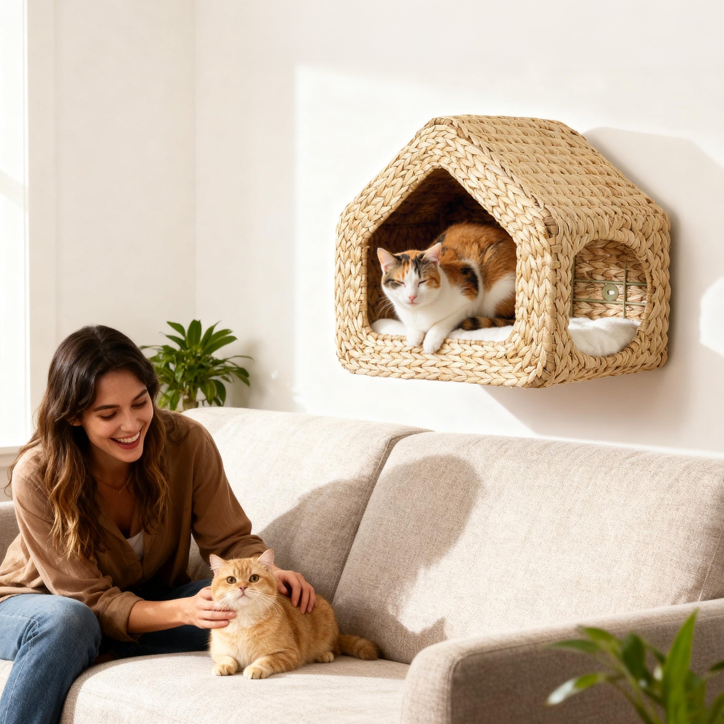 Seagrass Sky Pod - Wall Mounted Cat Hideaway - Purrfect Pet Haven