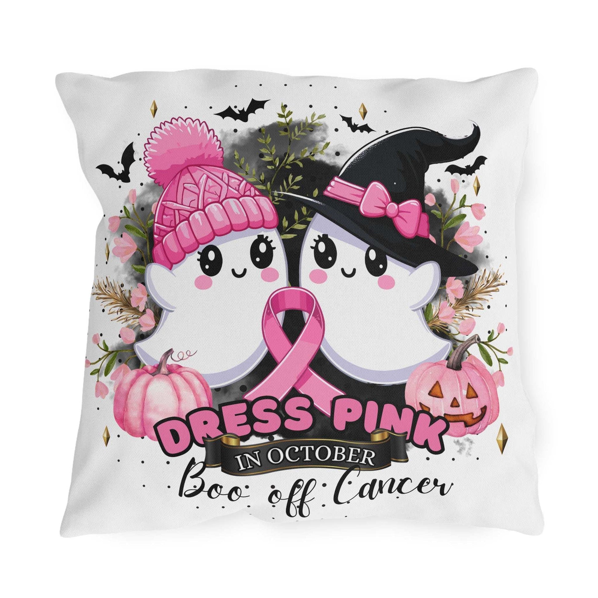 Breast Cancer Awareness Halloween Pillow - Boo Off Cancer - Purrfect Pet Haven