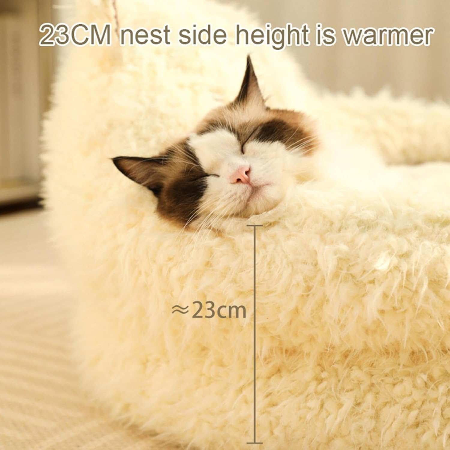 Alpaca Anti Slip Bottom Calming Raised Edges Pet Bed with Detachable Plush Pads - Purrfect Pet Haven
