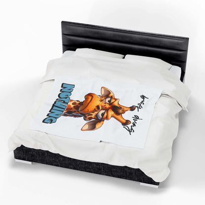 Funny Giraffe Plush Blanket - 'Busy Doing Nothing' - Purrfect Pet Haven