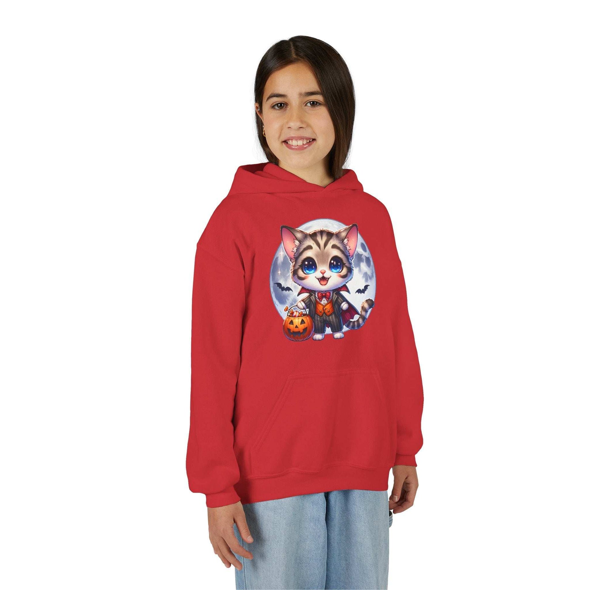 Adorable Cat Halloween Hoodie - Youth Spooky Season Sweatshirt - Purrfect Pet Haven